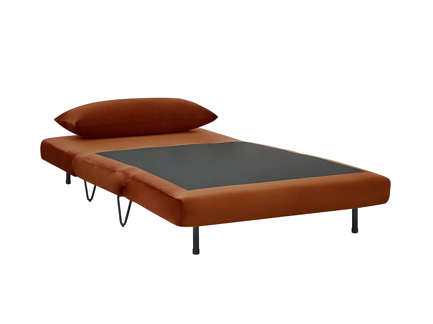 Joe Harper - Fauteuil convertible en velours : Couleur - Rouille