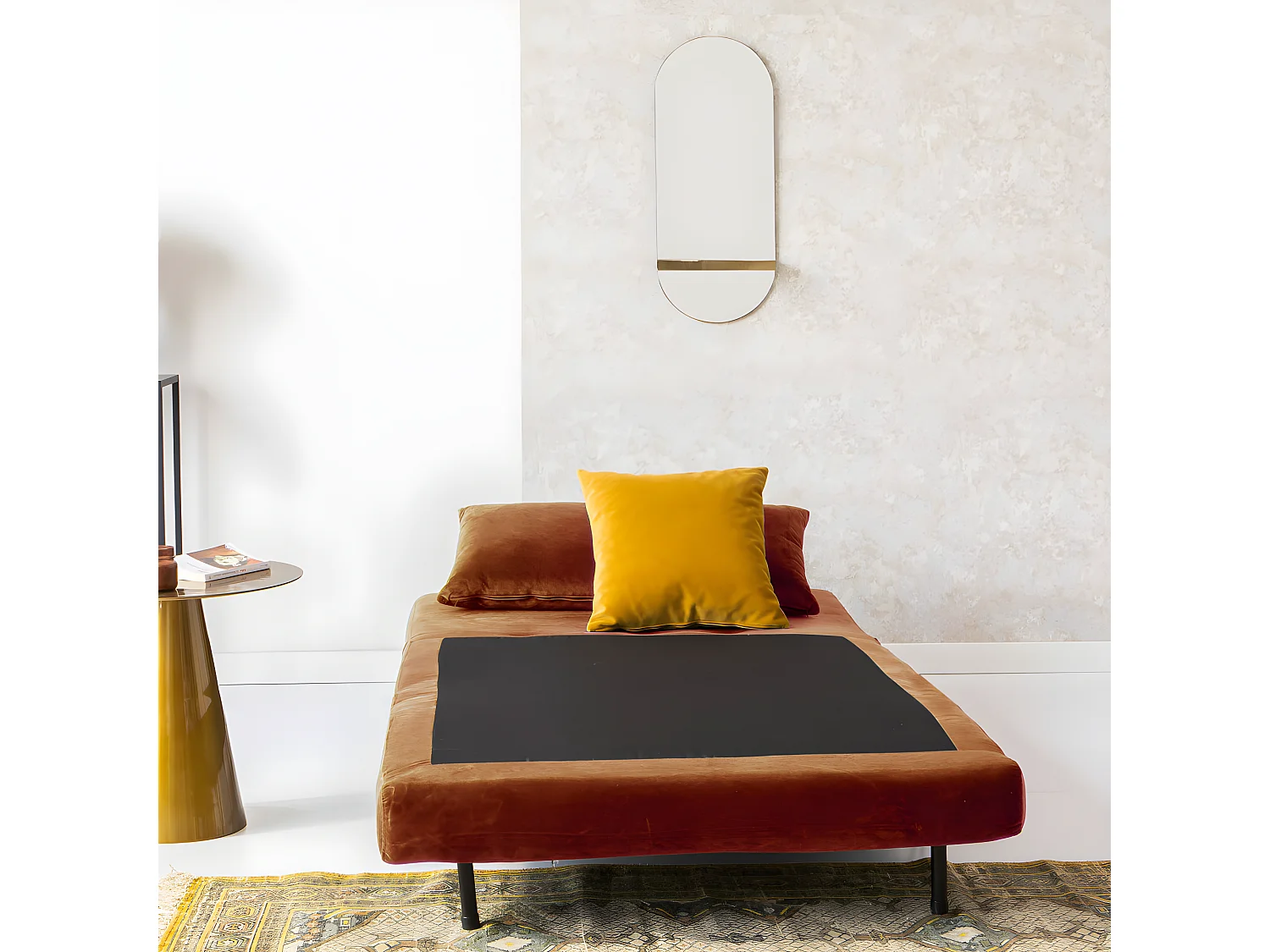 Joe Harper - Fauteuil convertible en velours : Couleur - Rouille