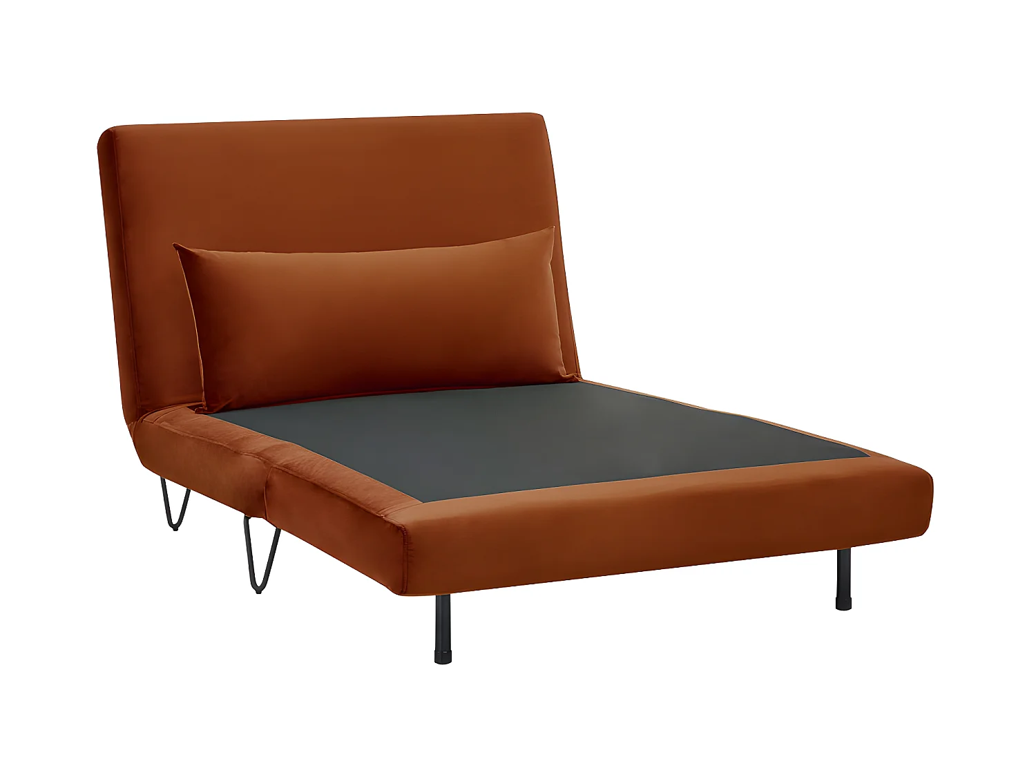 Joe Harper - Fauteuil convertible en velours : Couleur - Rouille