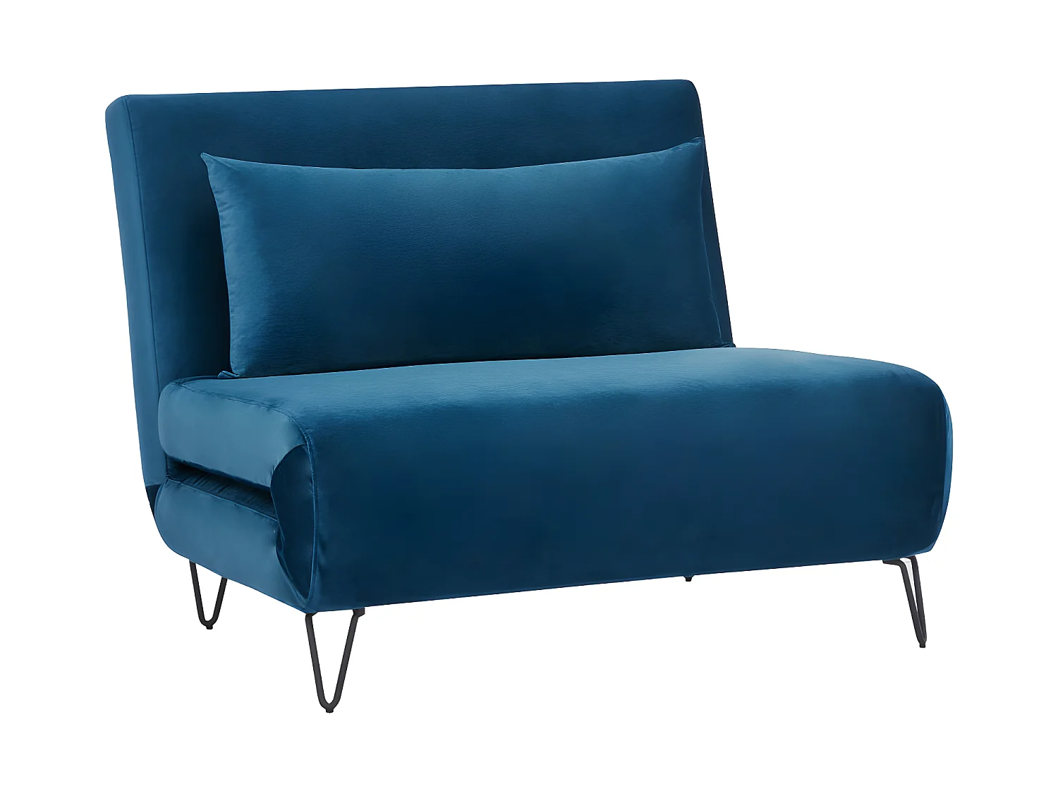 Joe Harper - Fauteuil convertible en velours : Couleur - Bleu foncé