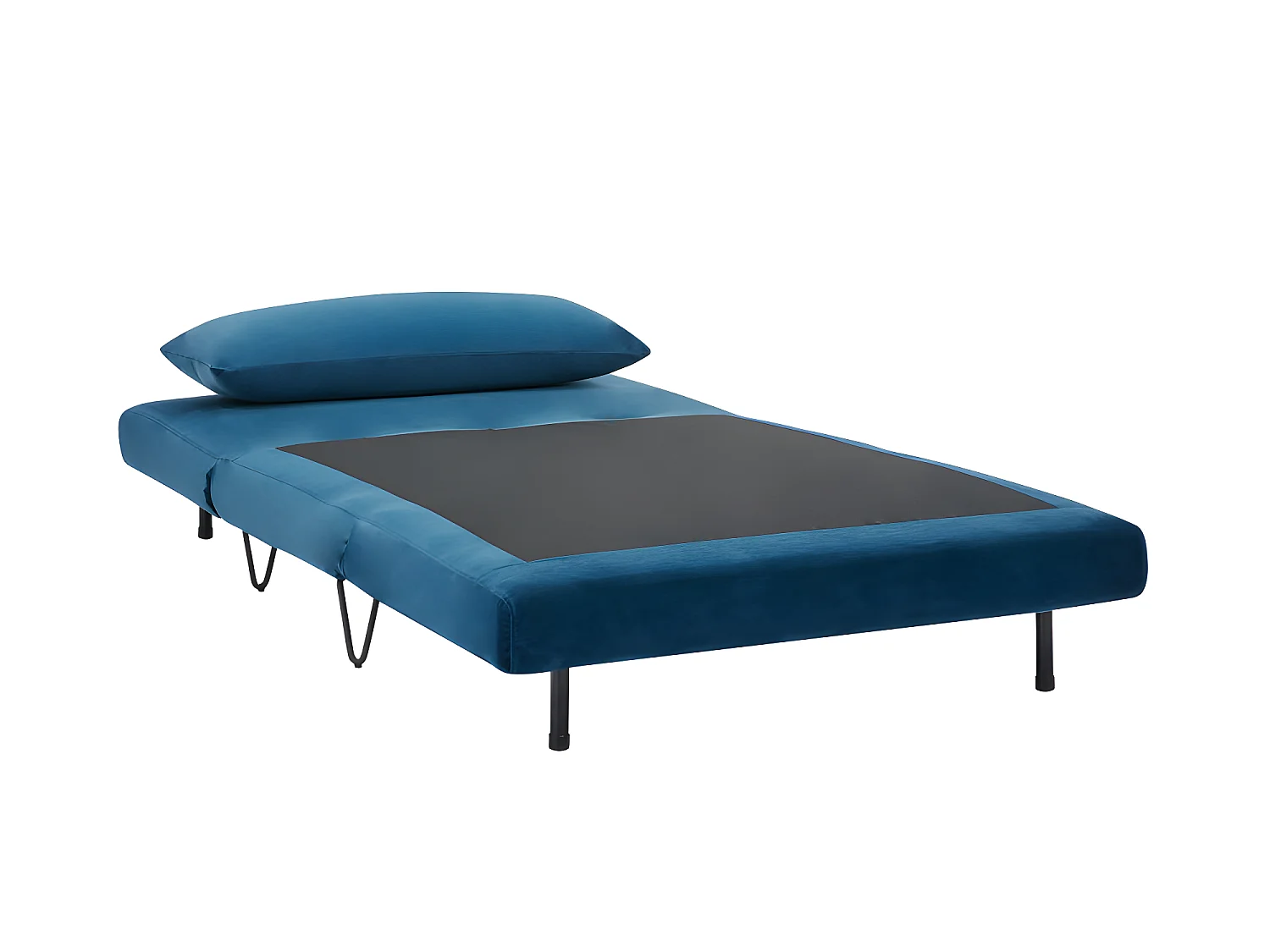 Joe Harper - Fauteuil convertible en velours : Couleur - Bleu foncé