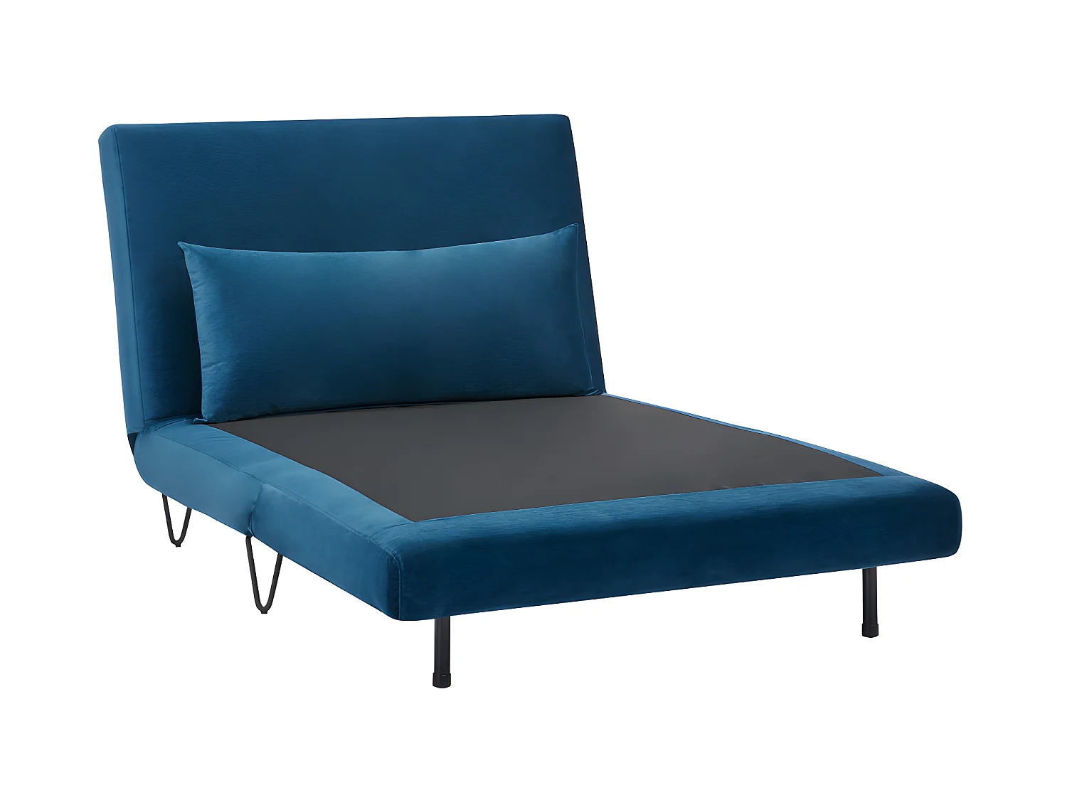 Joe Harper - Fauteuil convertible en velours : Couleur - Bleu foncé