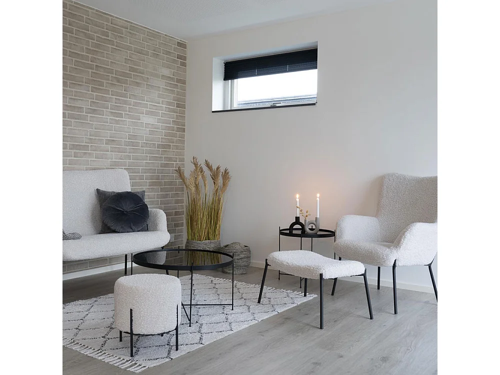 Glasgow - Repose-pieds en tissu bouclette - Blanc