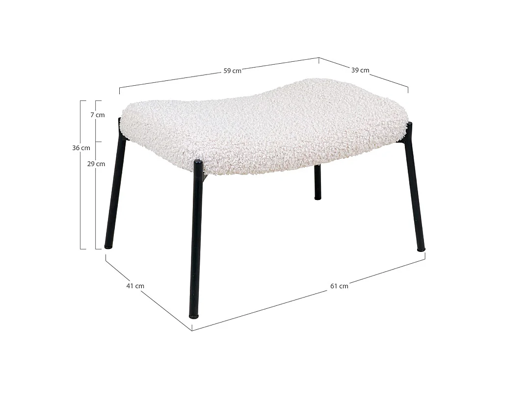 Pouf Glasgow in similpelle di agnello, bianco.