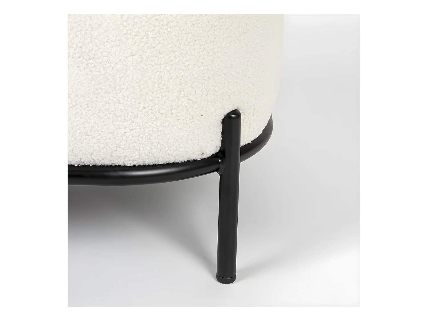 Polly  - Repose-pieds en tissu bouclette - Blanc ivoire