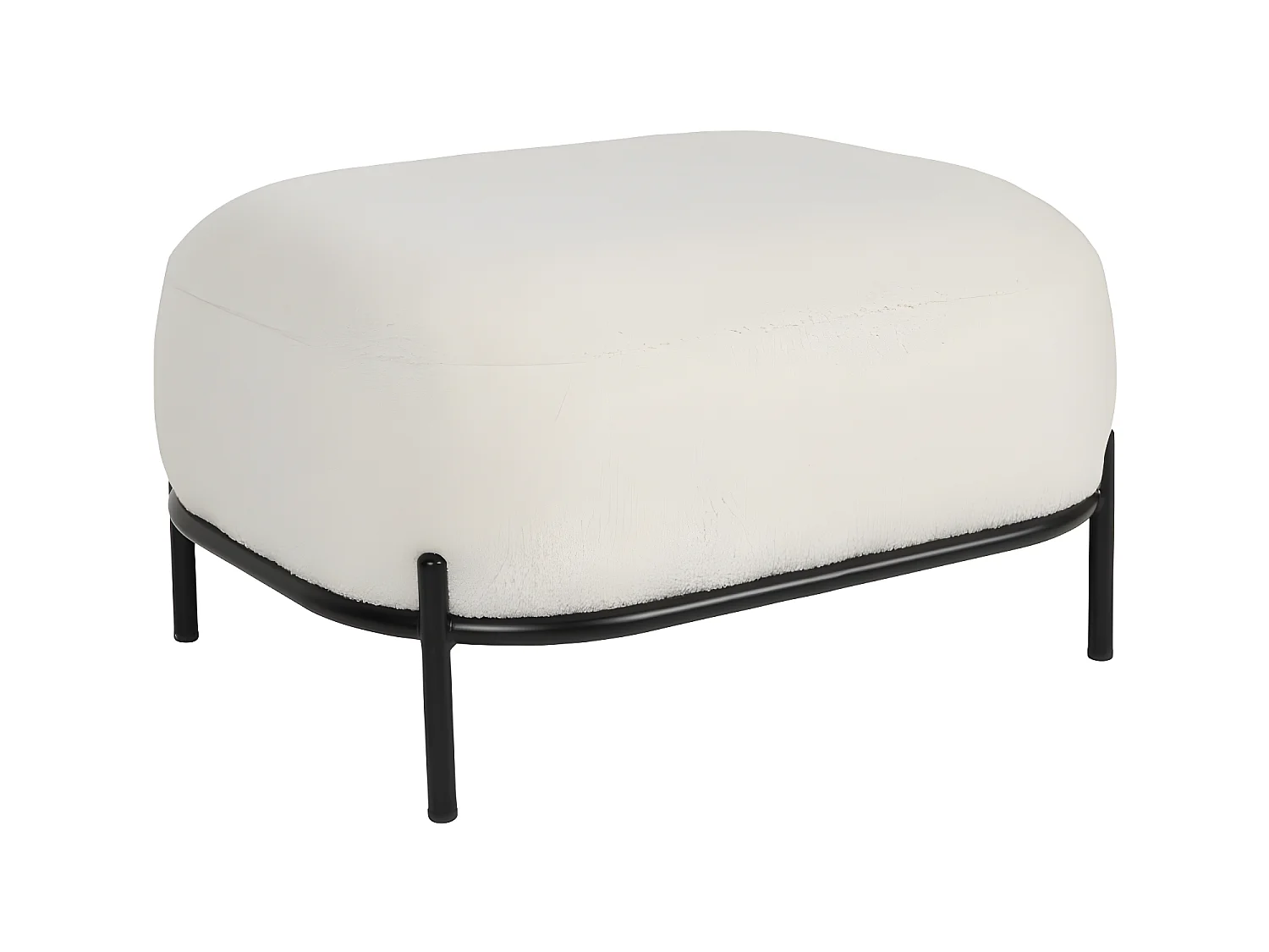 Polly  - Repose-pieds en tissu bouclette - Blanc ivoire