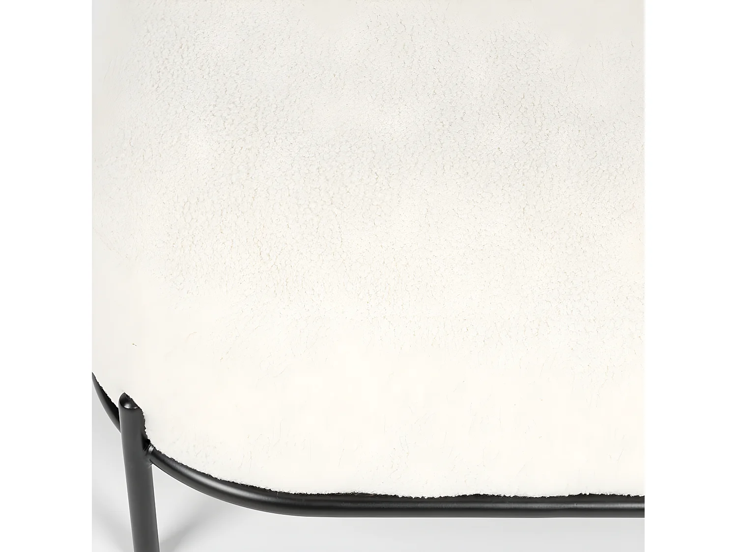 Polly  - Repose-pieds en tissu bouclette - Blanc ivoire