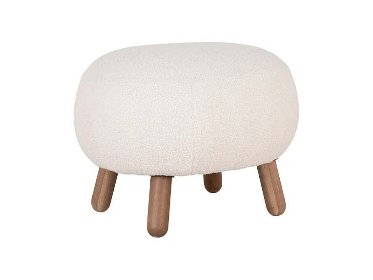 Pouf Savona in pelle di agnello artificiale bianca.