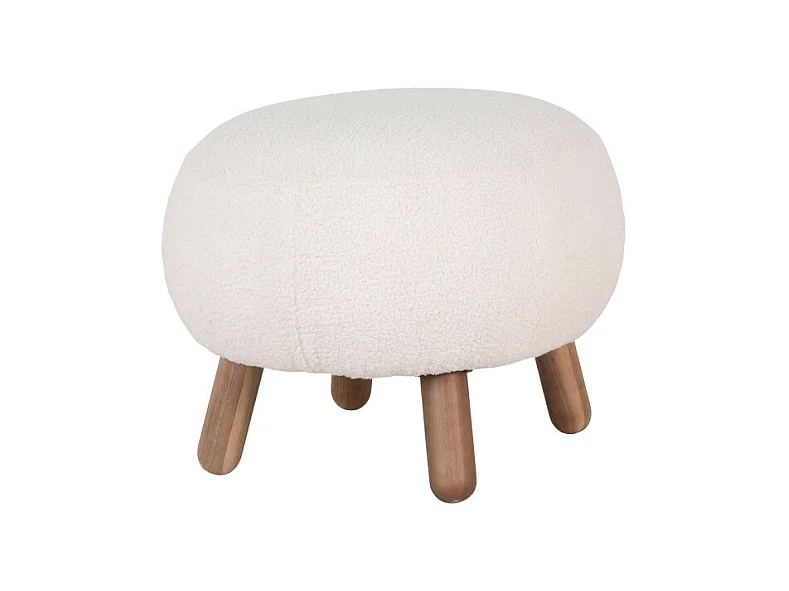 Pouf Savona in pelle di agnello artificiale bianca.
