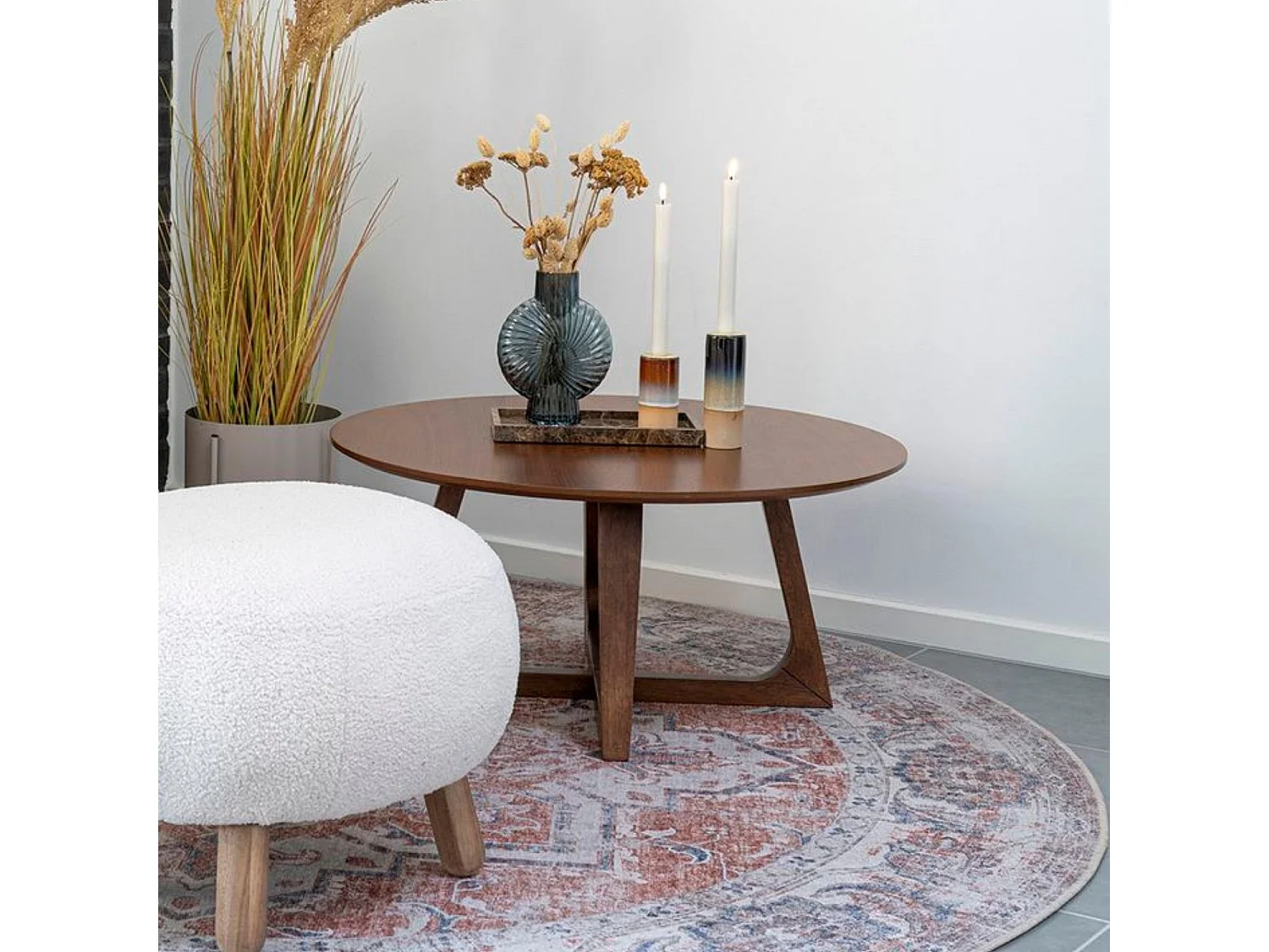 Savona - Repose-pieds en tissu bouclette : Couleur - Ecru