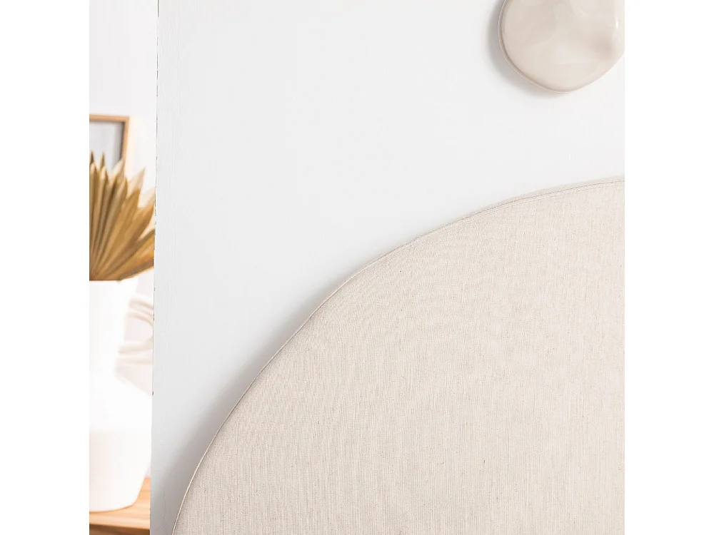 Noussa - Tête de lit en coton et lin demi-lune L170cm - Naturel