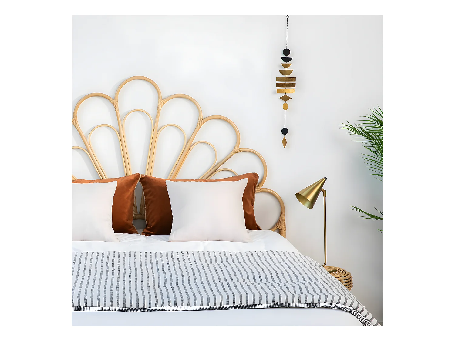 Singaraja - Tête de lit design en rotin 160cm - Naturel