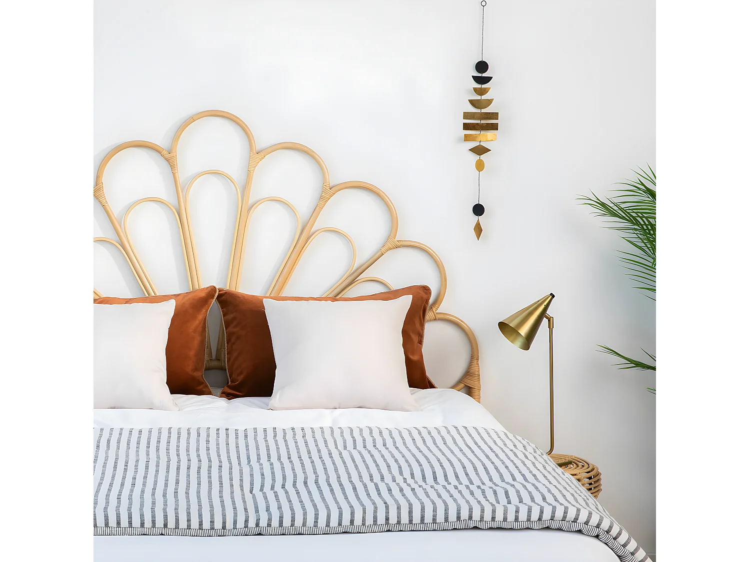 Singaraja - Tête de lit design en rotin 160cm - Naturel