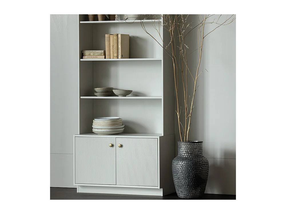 Madu - Bibliothèque en bois H200cm - Gris clair