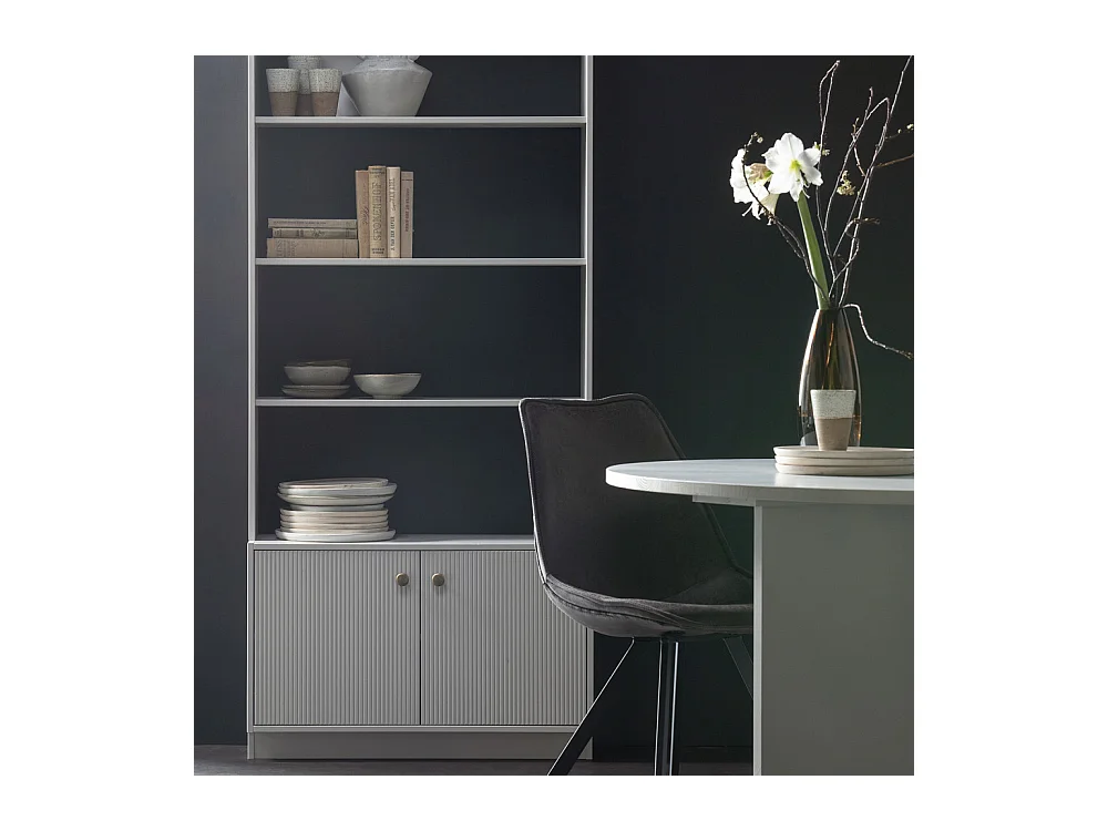 Madu - Bibliothèque en bois H200cm - Gris clair