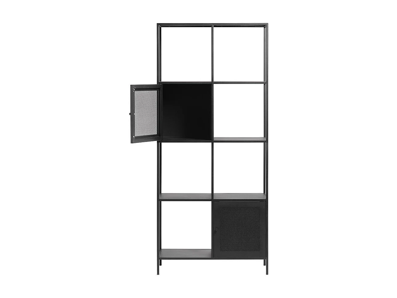 Abel - Bibliothèque 2 portes, 6 niches en métal H180cm - Noir