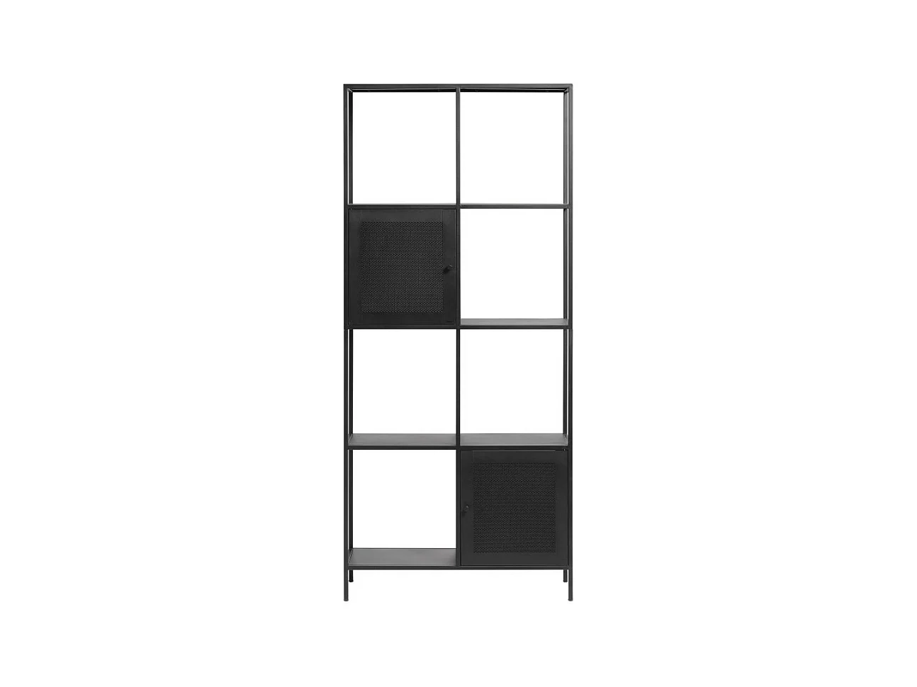 Abel - Bibliothèque 2 portes, 6 niches en métal H180cm - Noir
