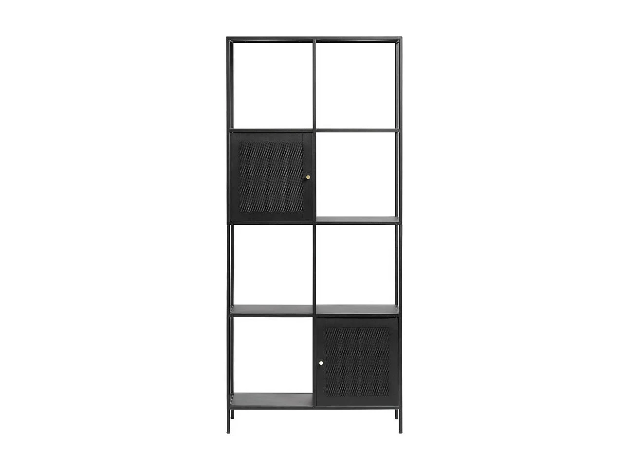 Abel - Bibliothèque 2 portes, 6 niches en métal H180cm - Noir