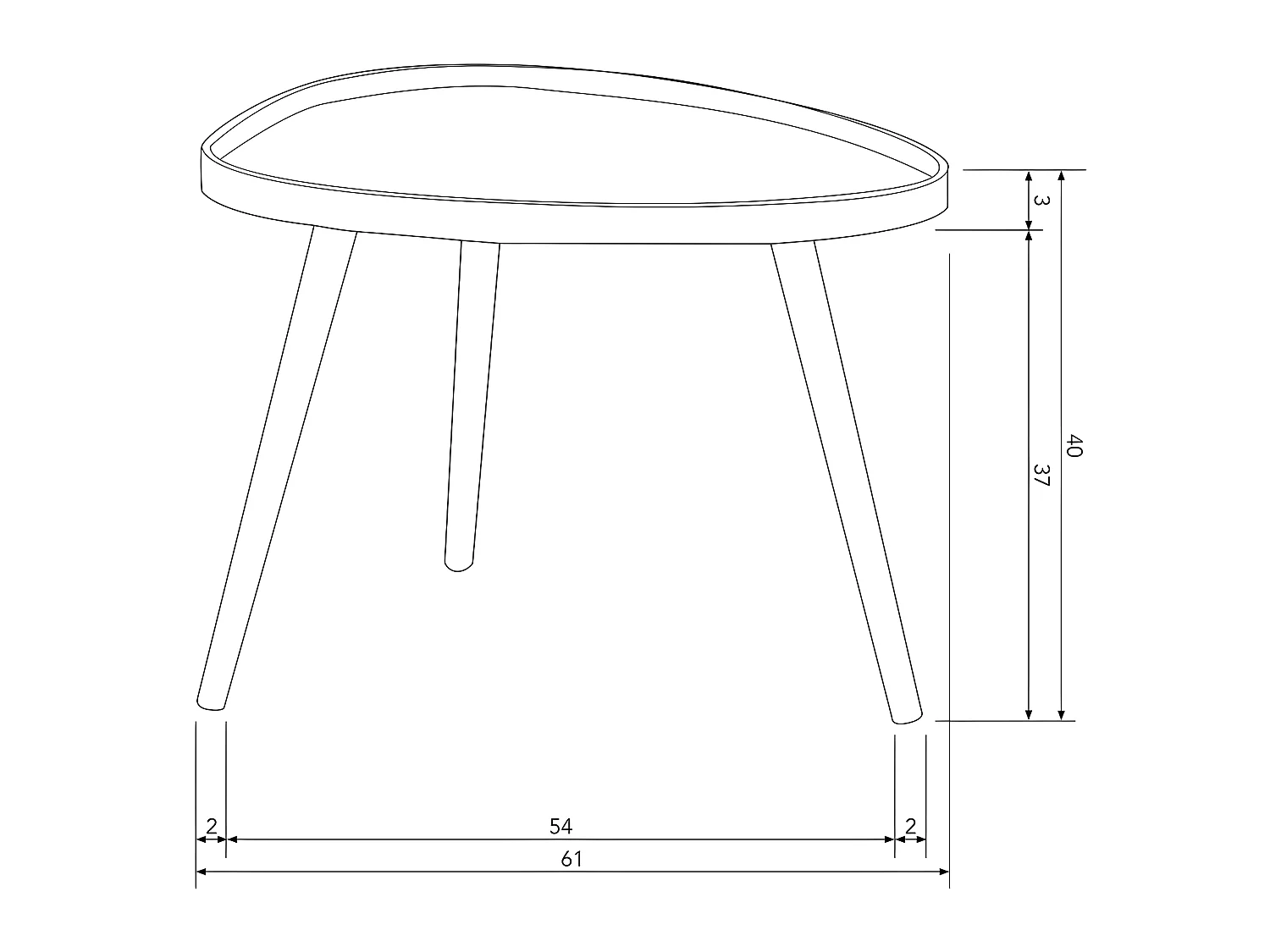 Mae - Table basse de forme organique en bois 61x40cm - Bois