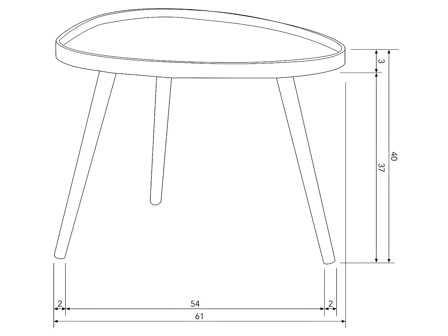 Mae - Table basse de forme organique en bois 61x40cm - Bois