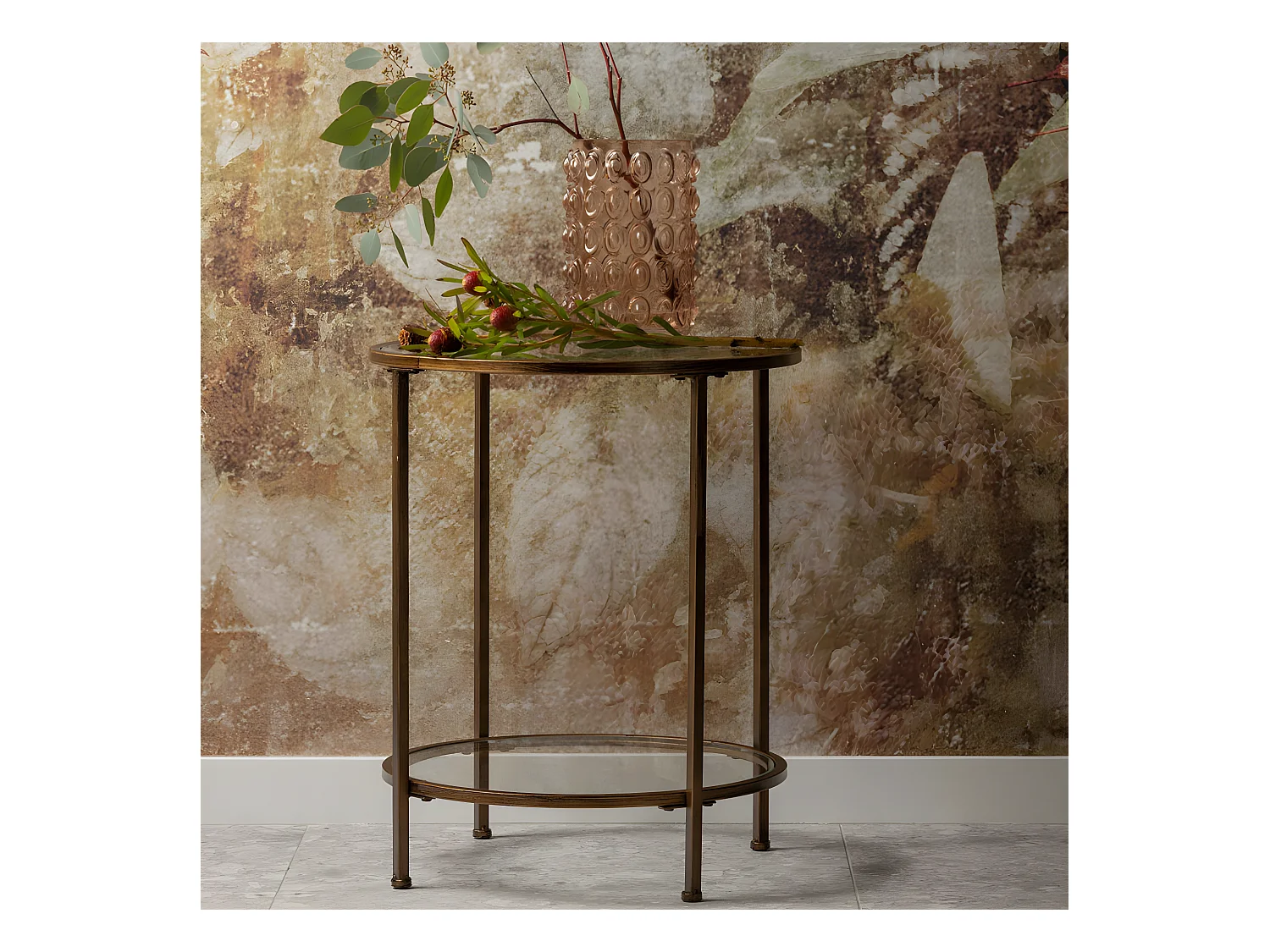 Goddess - Table d'appoint ronde en métal et verre ø46cm - Laiton