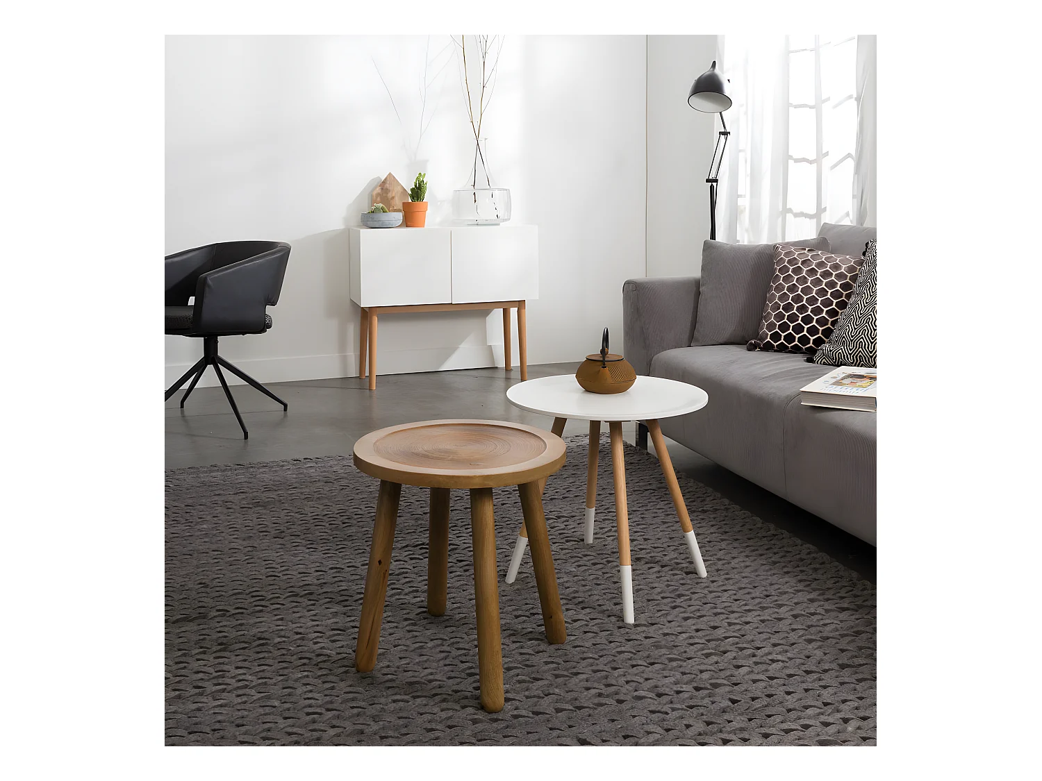 Dendron - Table d'appoint ronde bois ø43cm - Naturel