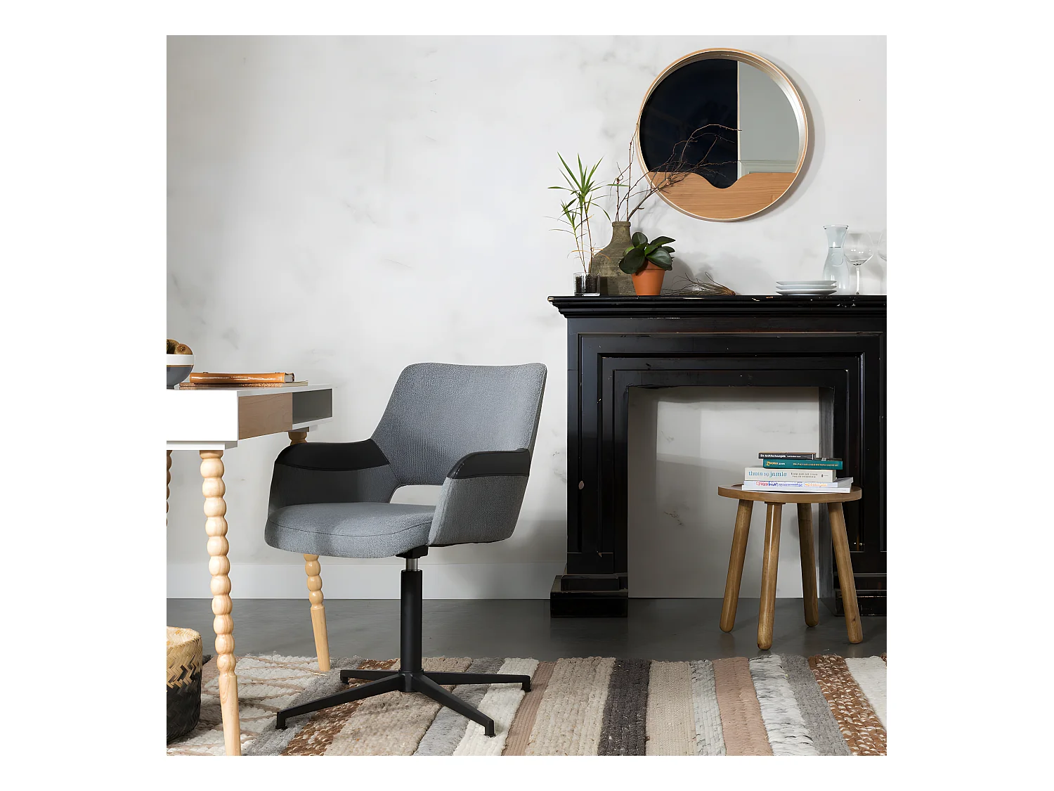 Dendron - Table d'appoint ronde bois ø43cm - Naturel