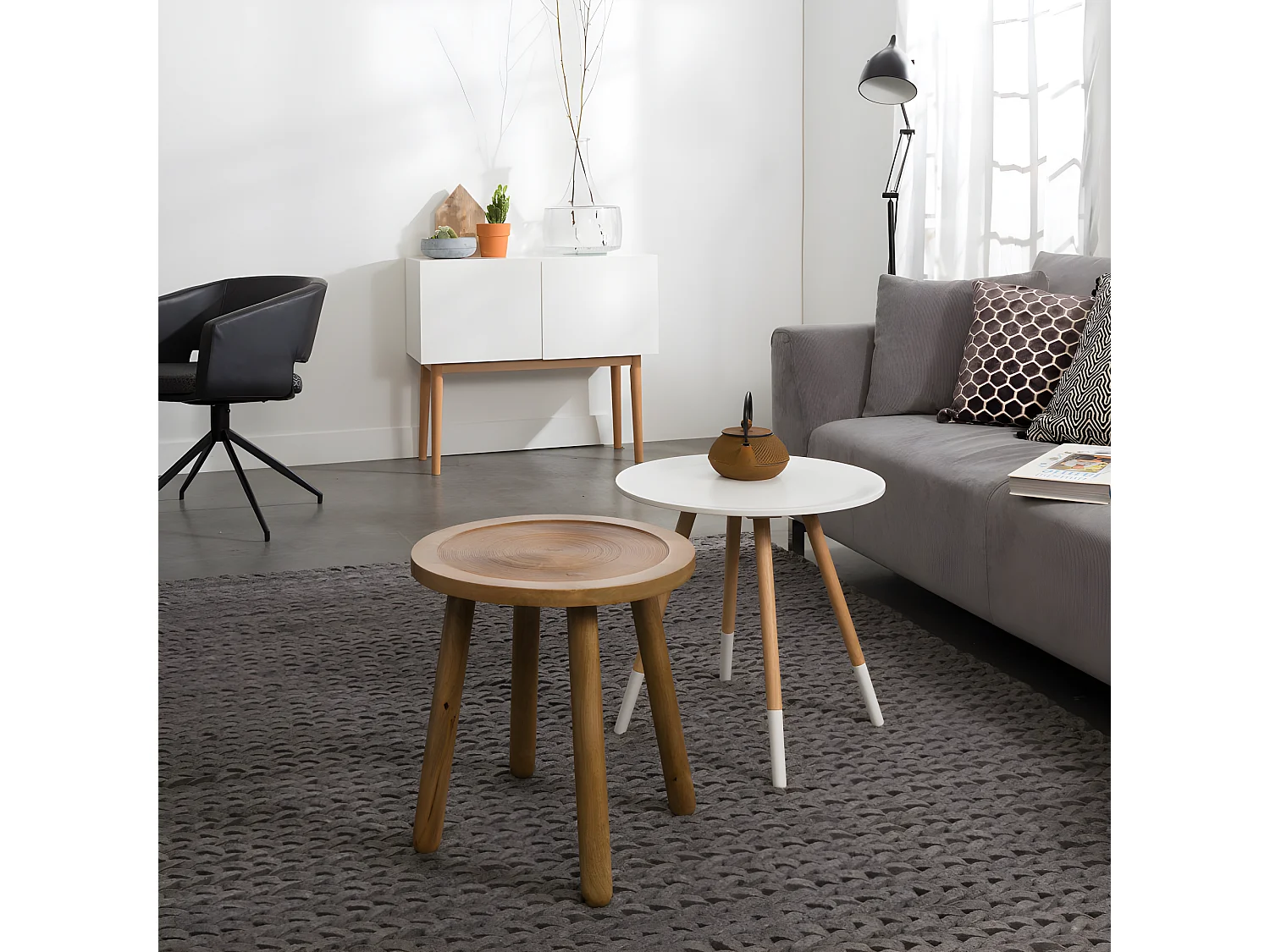 Dendron - Table d'appoint ronde bois ø43cm - Naturel