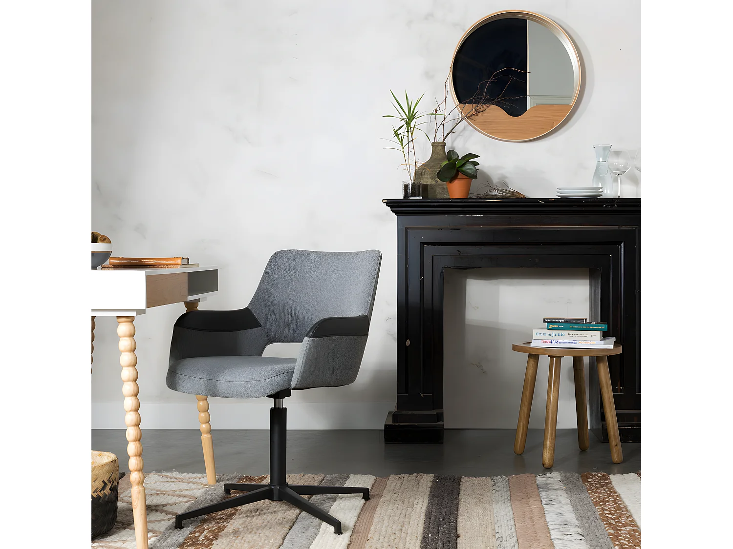 Dendron - Table d'appoint ronde bois ø43cm - Naturel