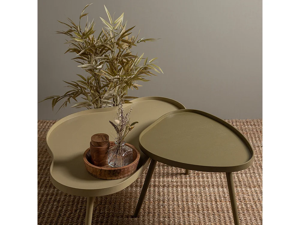 Mae - Table basse de forme organique en bois 100x35cm - Bois