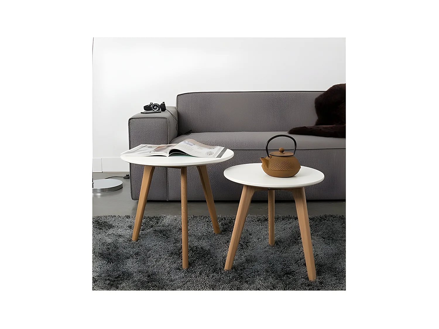 Bodine - 2 tables d'appoint scandinave - Blanc