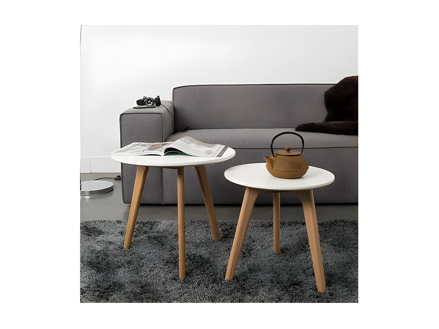 Bodine - 2 tables d'appoint scandinave - Blanc