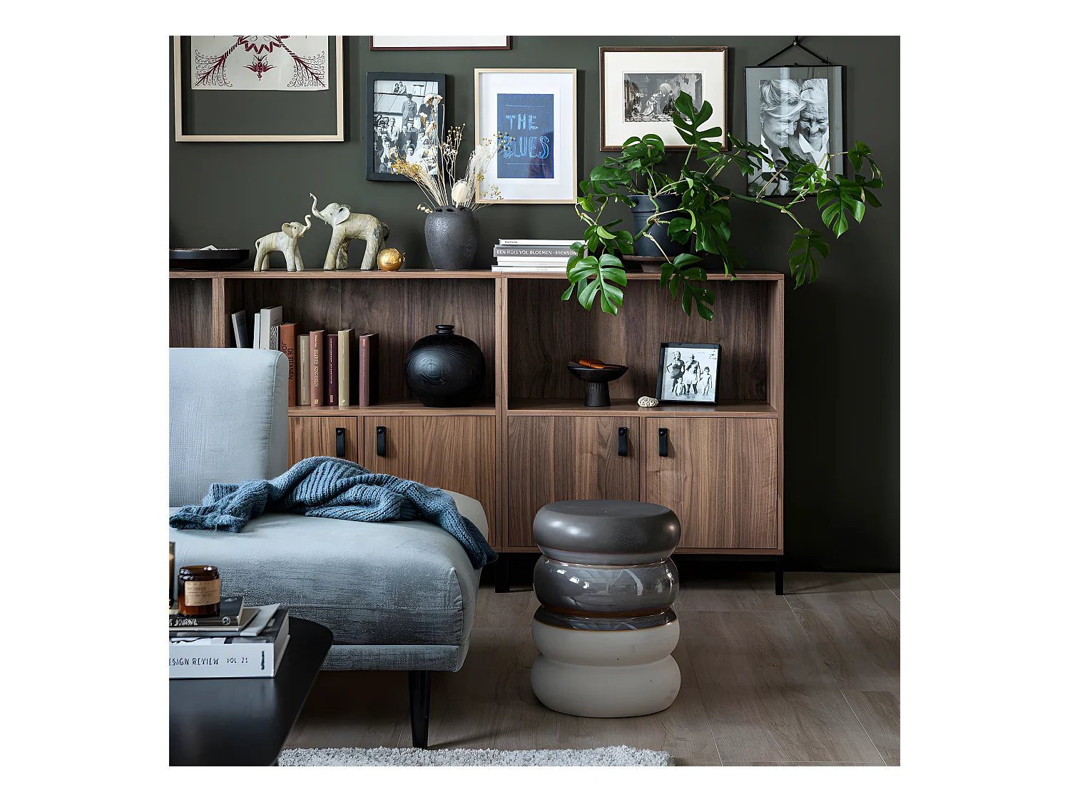 Bulb - Table d'appoint en céramique ø34cm - Blanc / Gris