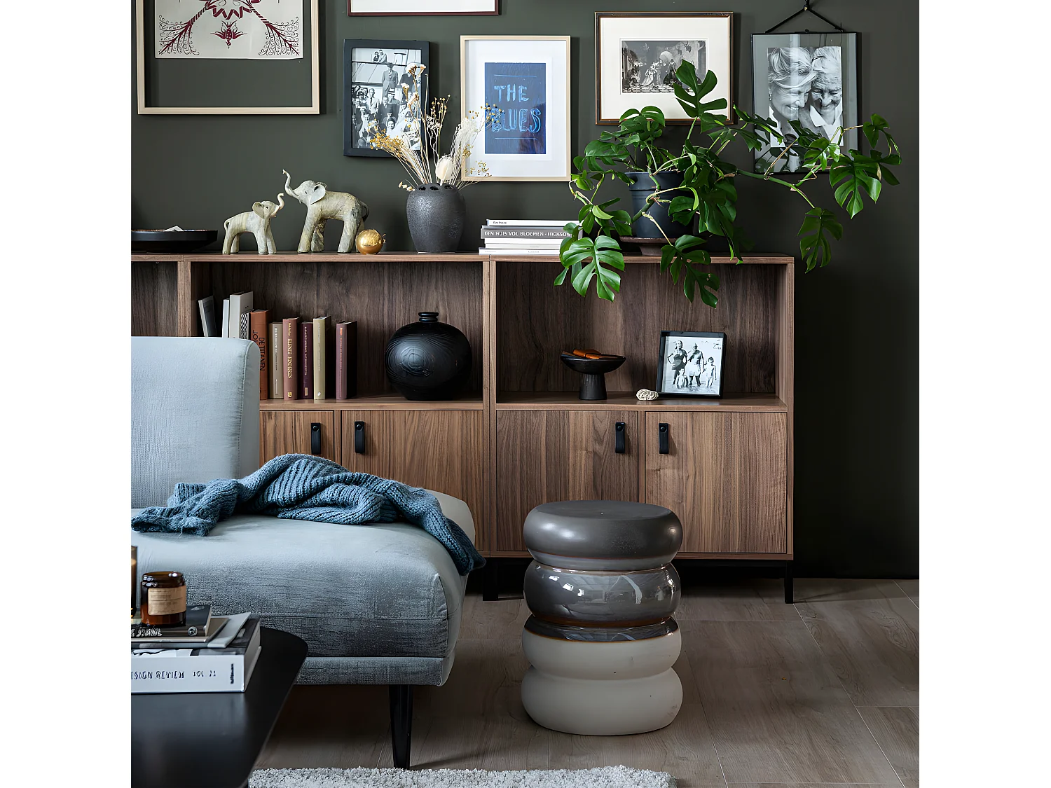 Bulb - Table d'appoint en céramique ø34cm - Blanc / Gris