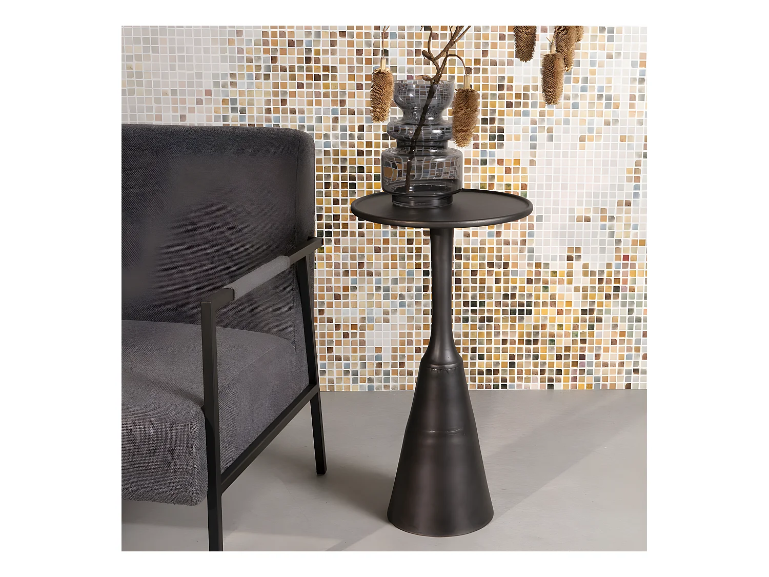 Noah - Table d'appoint ronde en métal ø35cm - Noir