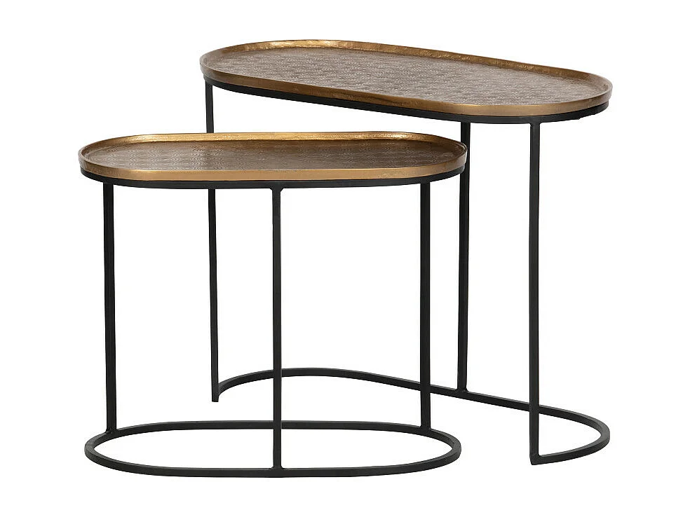 Embrace - 2 tables d'appoint gigognes en métal - Laiton