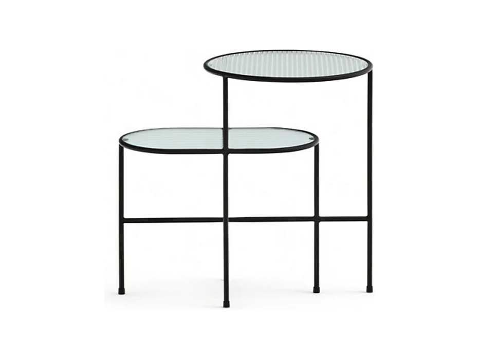 Nix - Table d'appoint en verre strié et métal - Couleur - Noir