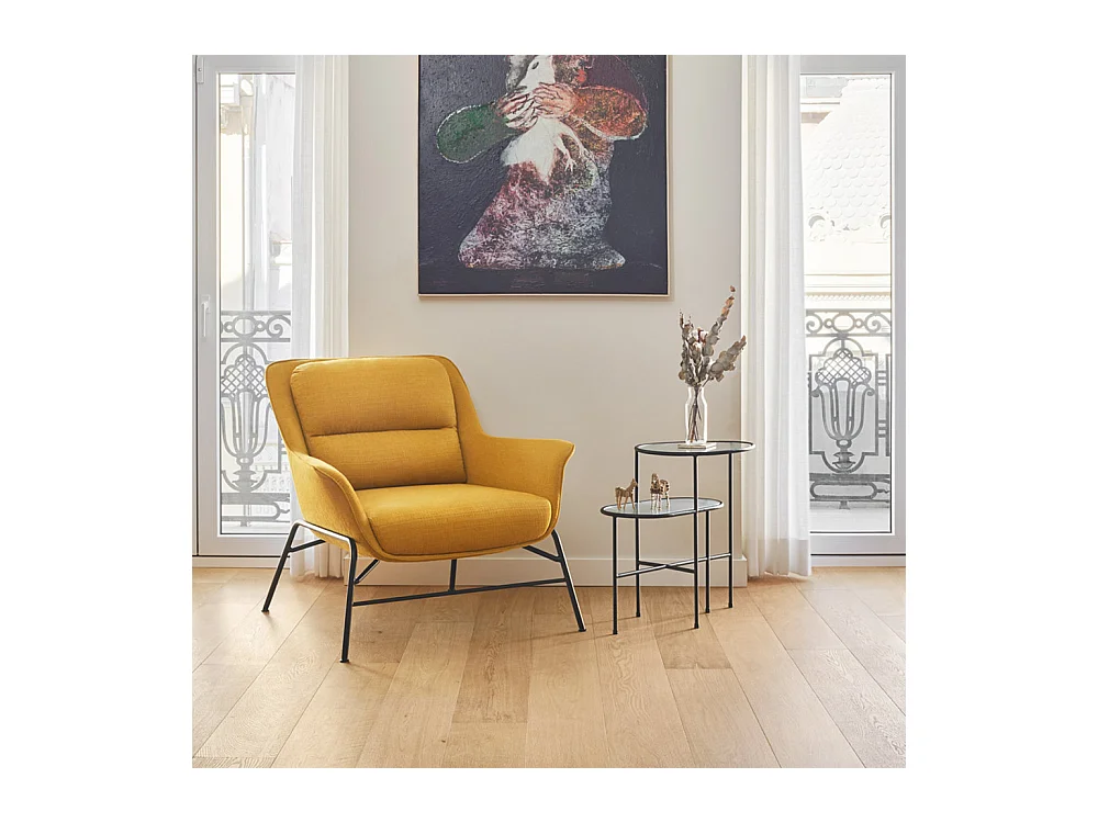 Nix - Table d'appoint en verre strié et métal - Couleur - Noir