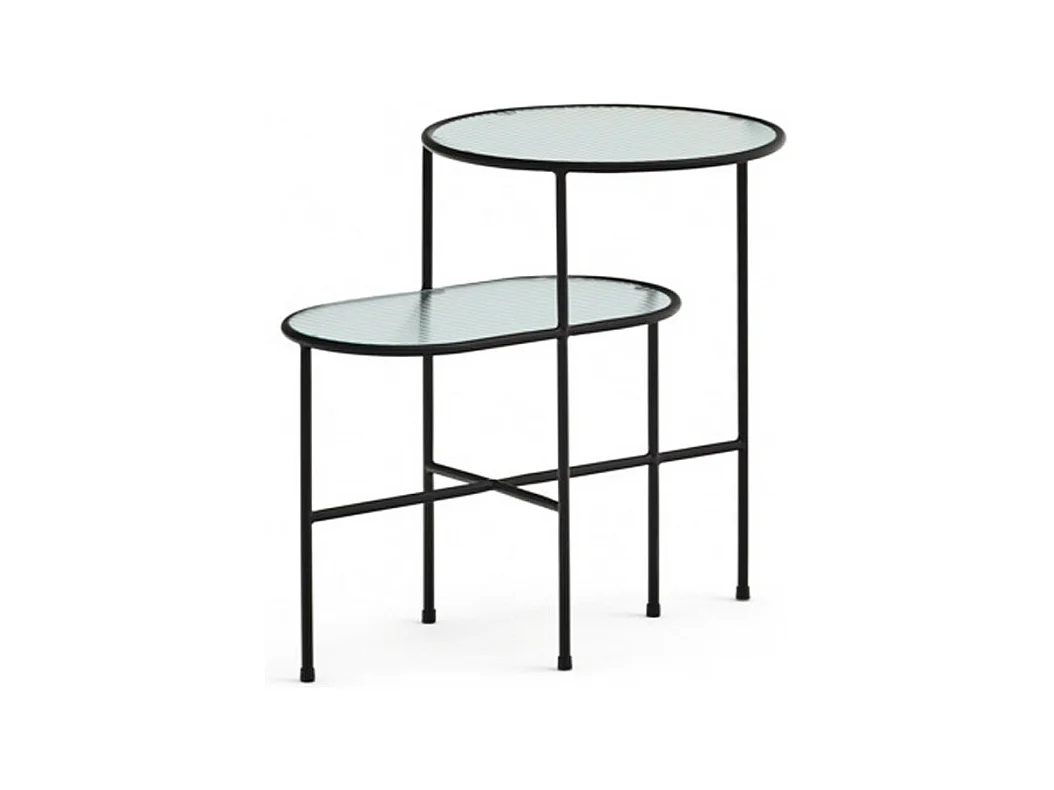 Nix - Table d'appoint en verre strié et métal - Couleur - Noir