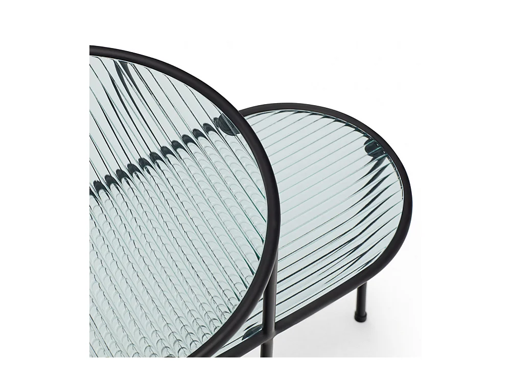 Nix - Table d'appoint en verre strié et métal - Couleur - Noir
