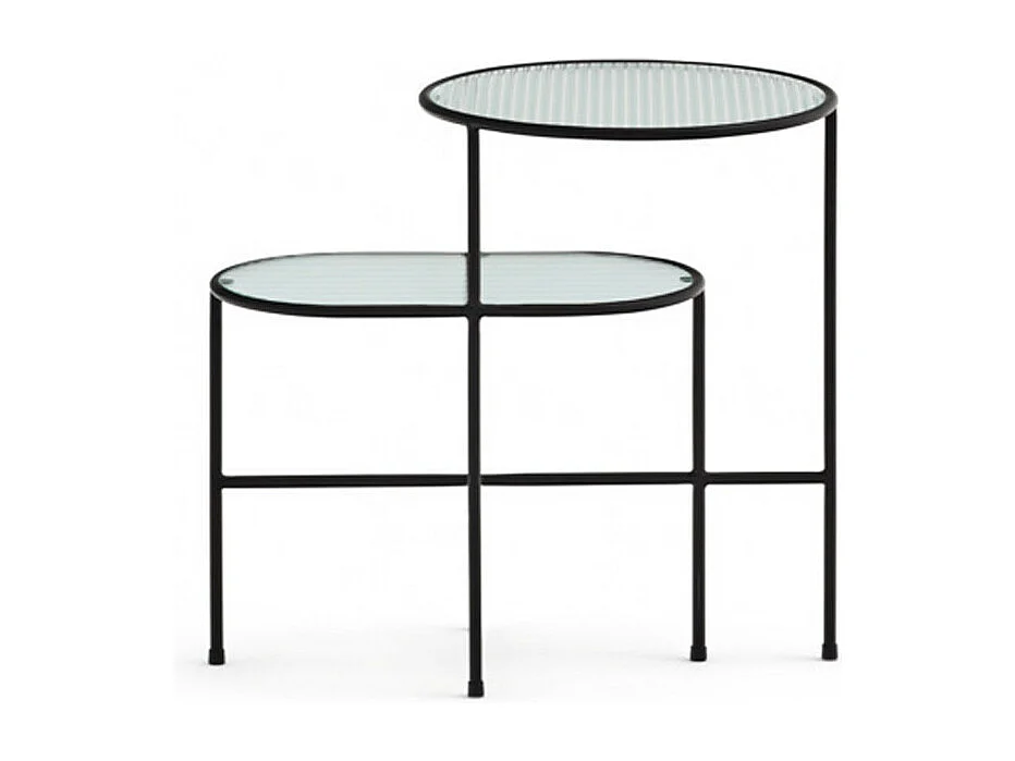 Nix - Table d'appoint en verre strié et métal - Couleur - Noir