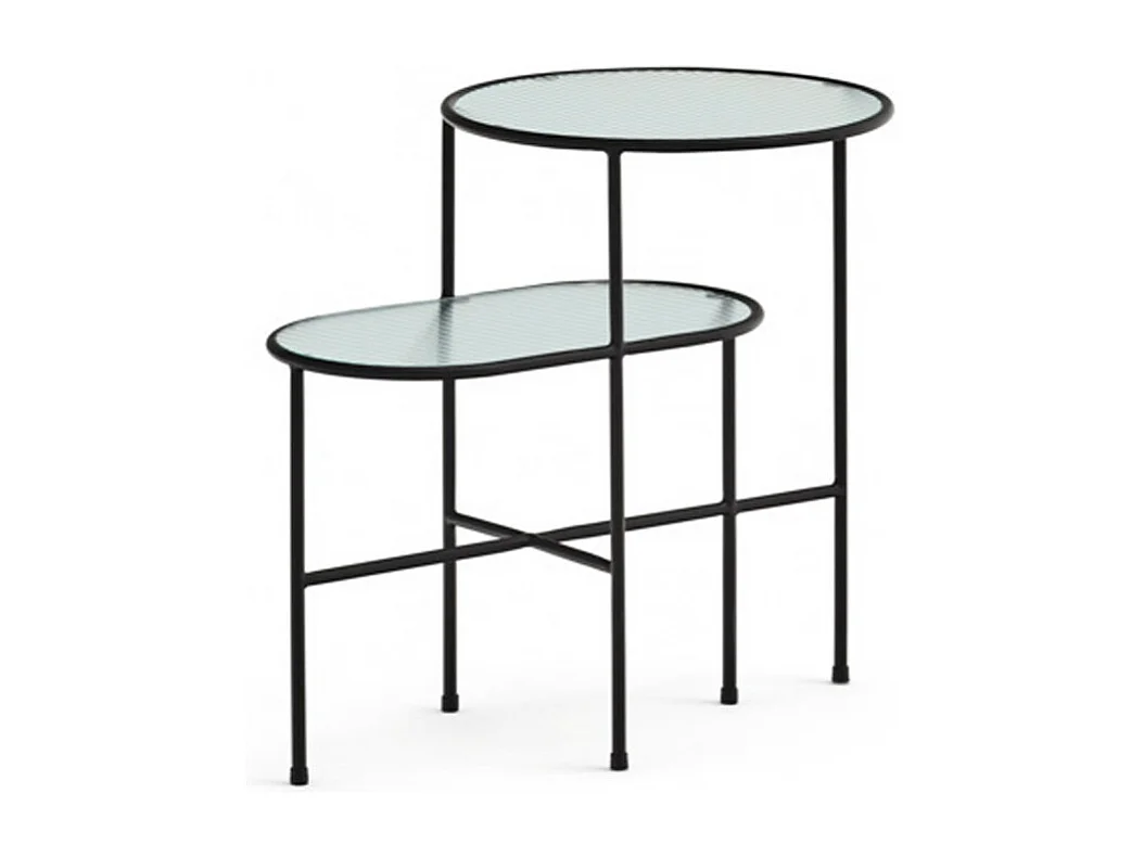 Nix - Table d'appoint en verre strié et métal - Couleur - Noir