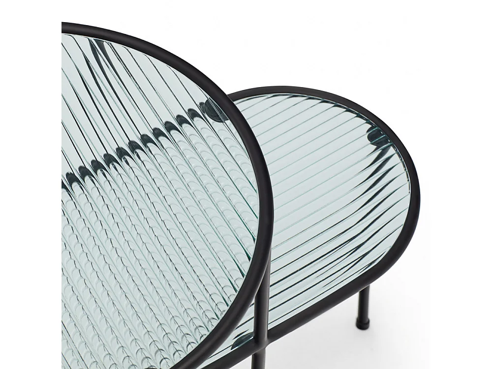Nix - Table d'appoint en verre strié et métal - Couleur - Noir