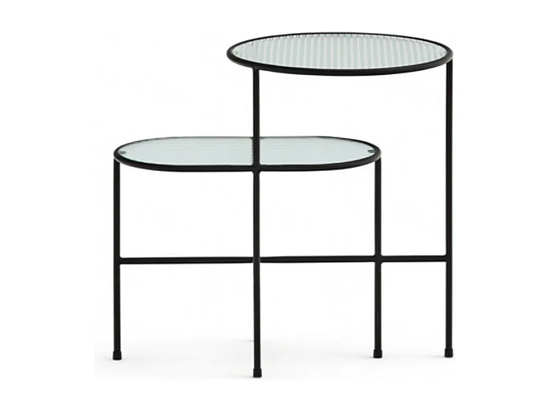 Nix - Table d'appoint en verre strié et métal - Couleur - Noir