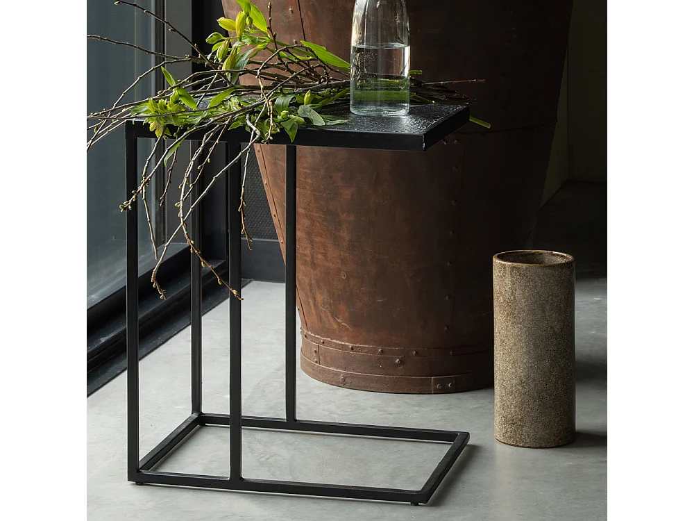 Febe - Bout de canapé en métal 45x35cm - Noir