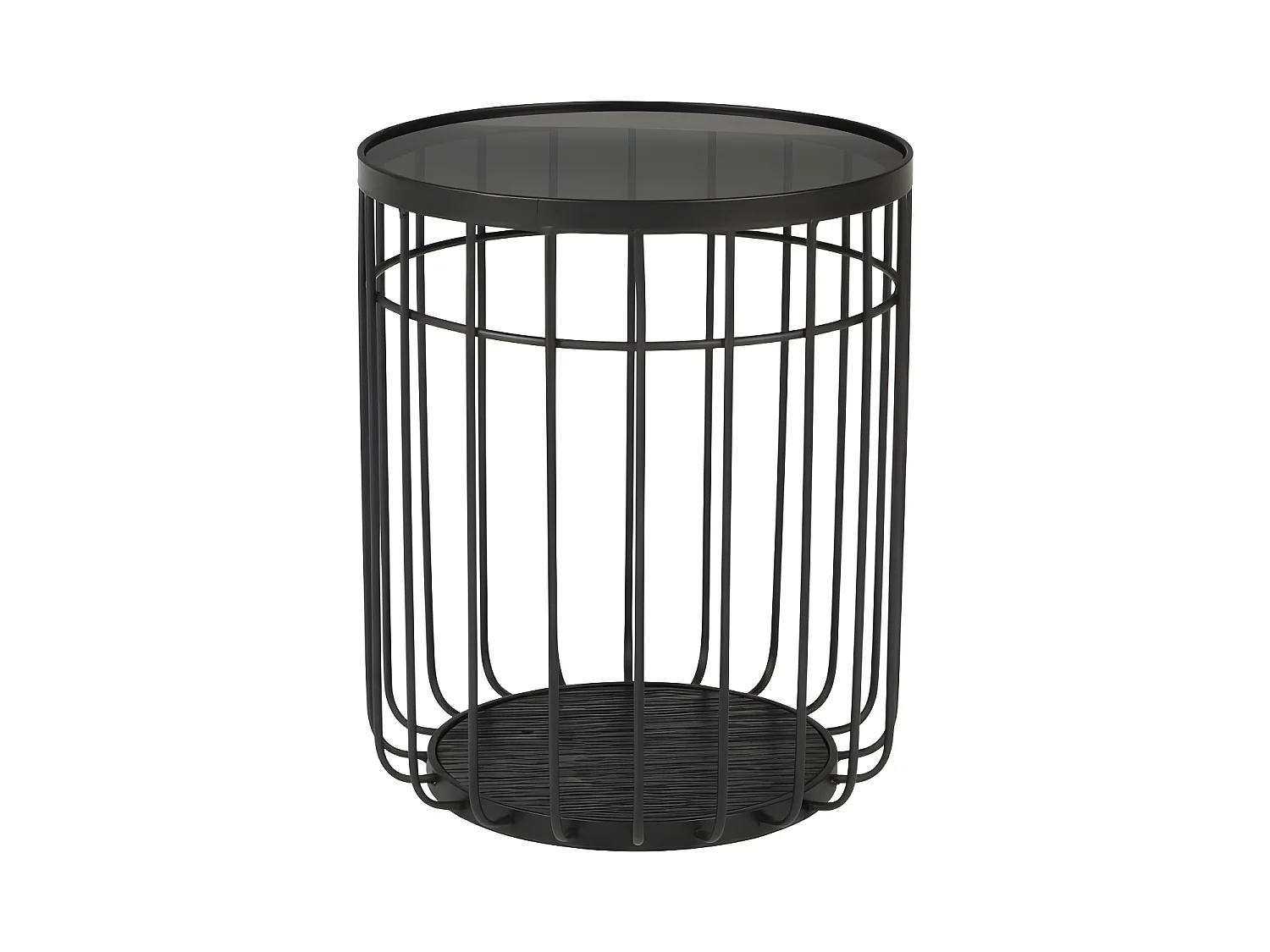 Lance - Table d'appoint ronde en verre et métal ø35cm - Noir