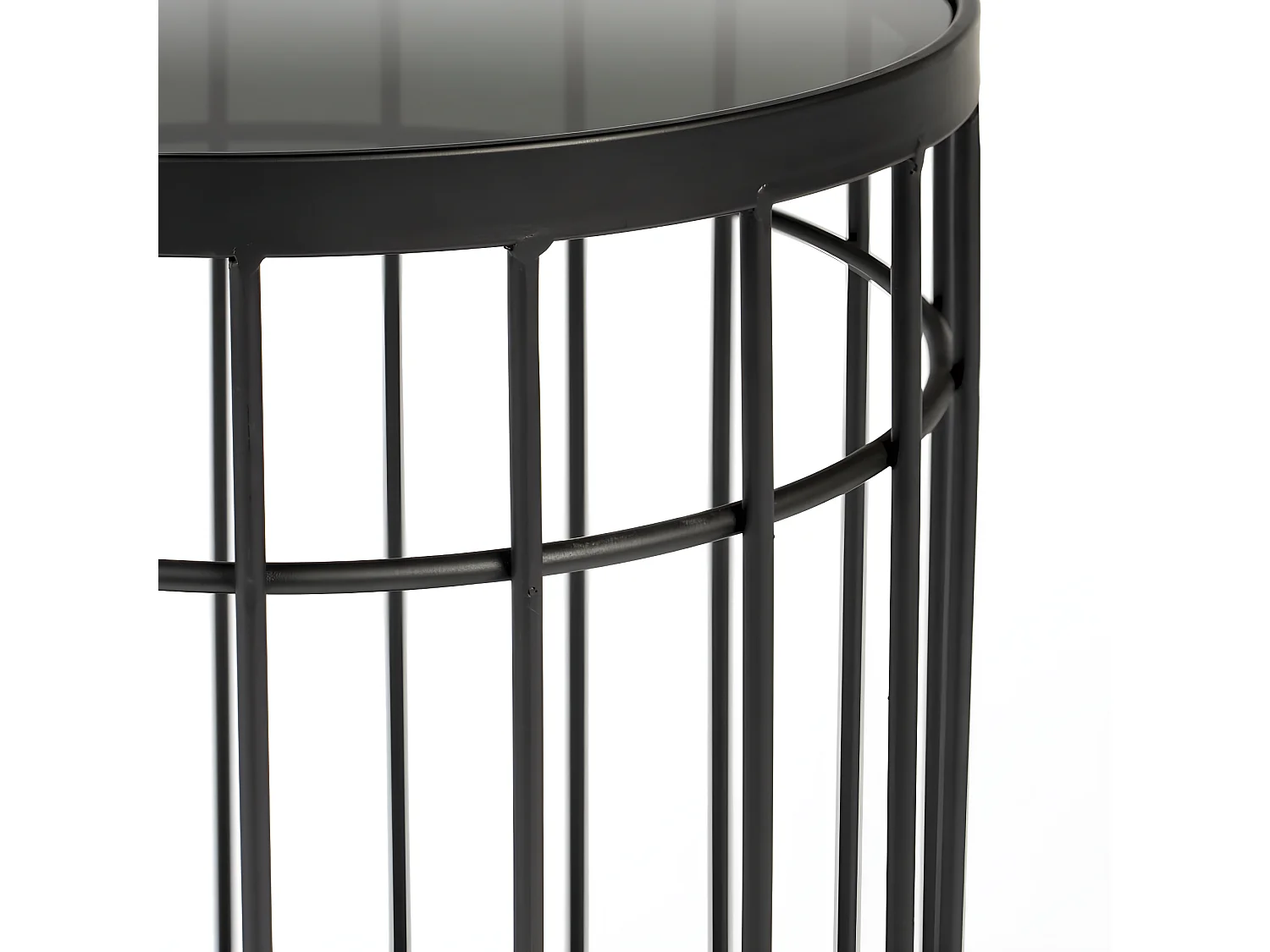 Lance - Table d'appoint ronde en verre et métal ø35cm - Noir