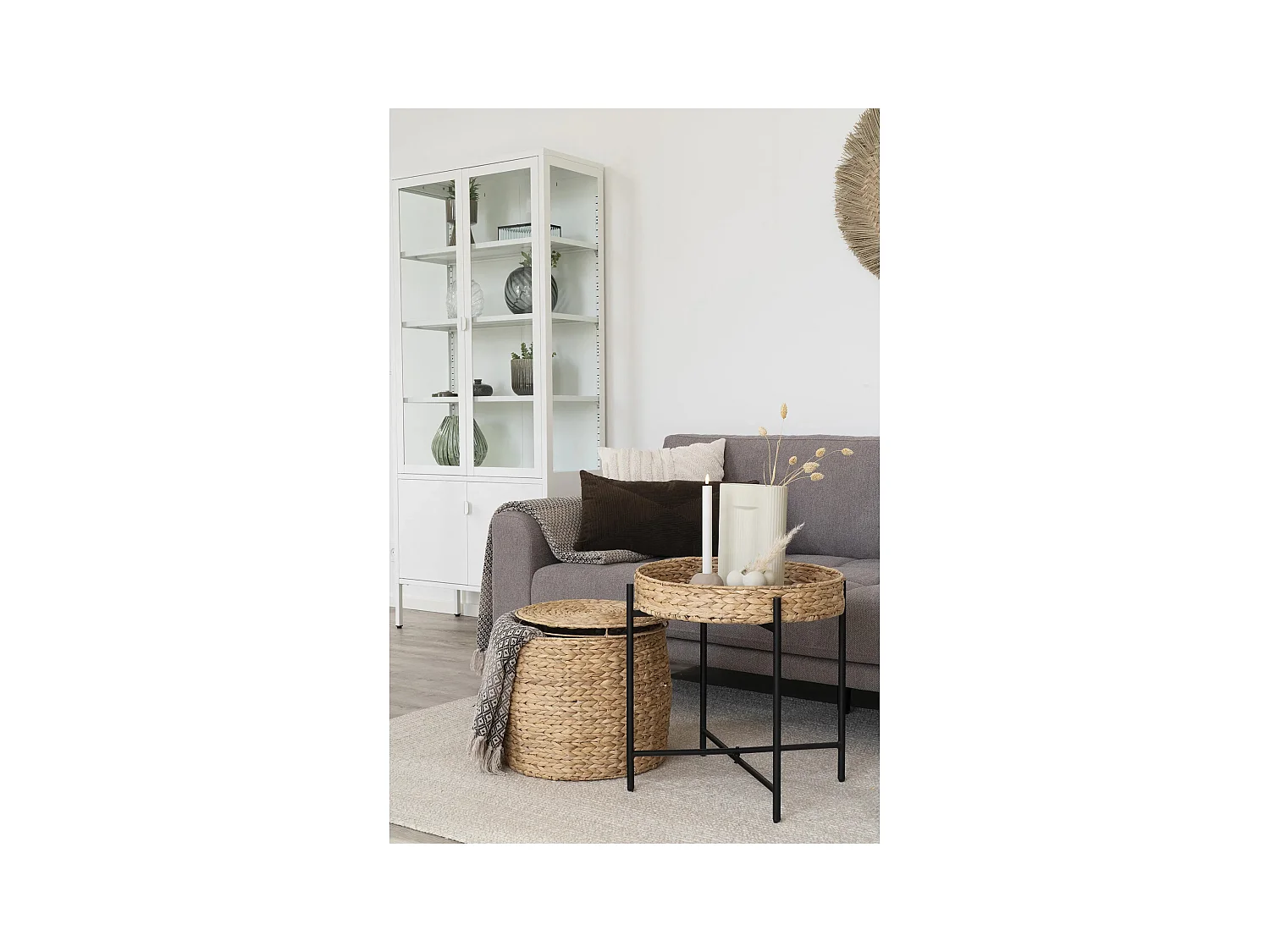 Delia Ecktisch Ø43cm mit Aufbewahrung natur.