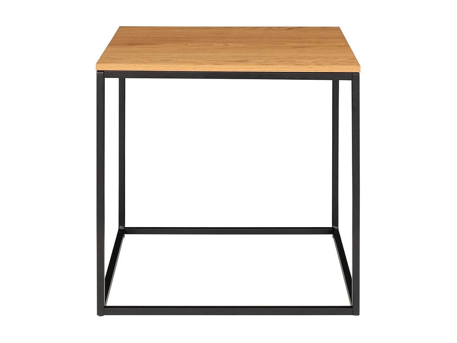 Mesa lateral de aspecto de roble con marco negro 45 x 45 x 45 cm