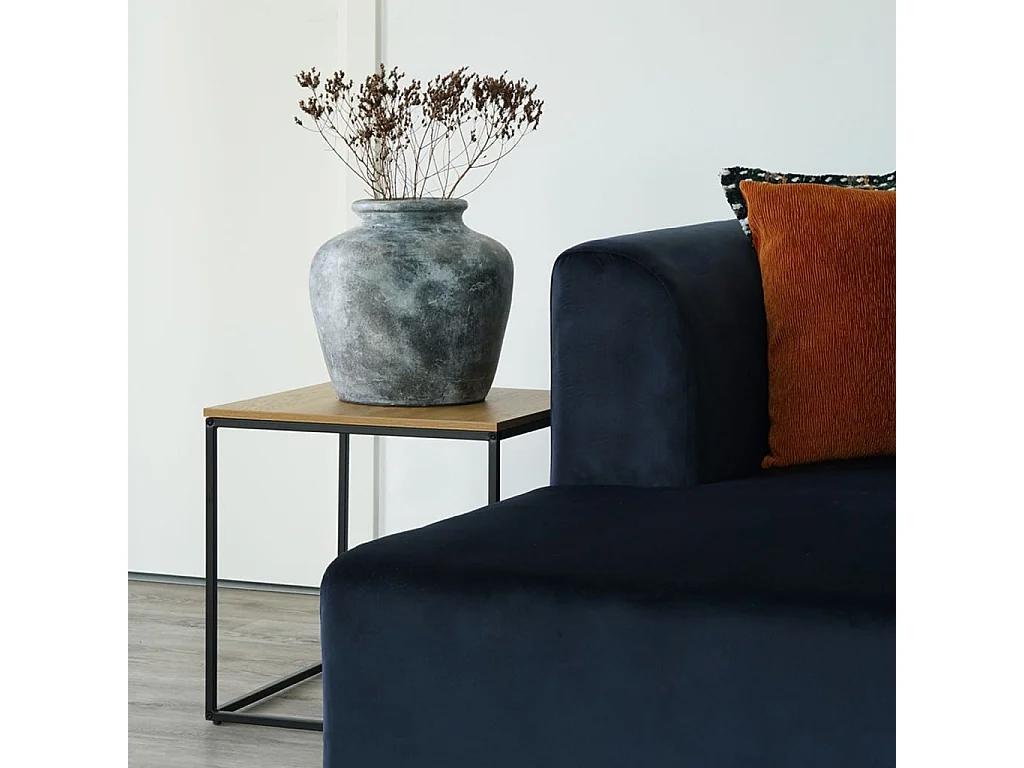 Mesa lateral de aspecto de roble con marco negro 45 x 45 x 45 cm